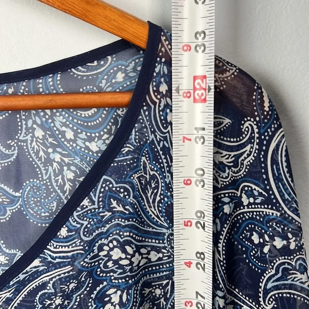 Lands End sheer floral paisley tie waist swim cover/ layering piece